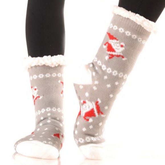 Tiptoe Santa Sherpa Lined Slipper Socks - Picture 2 of 2